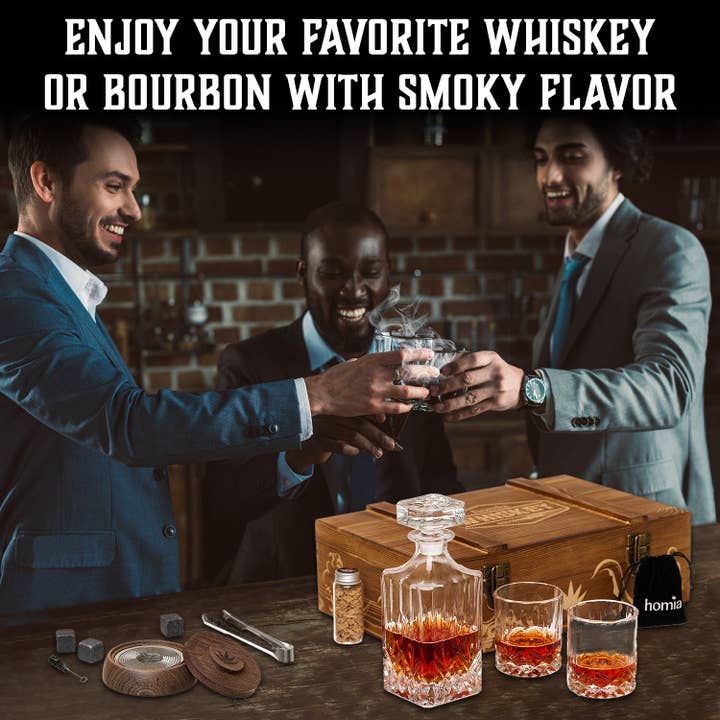 homia - Wholesale Cocktail/Liquor Glass - Whiskey Gift Set - Whiskey Pattern Bottle and Old Fashioned Glasses - 14 pcs5