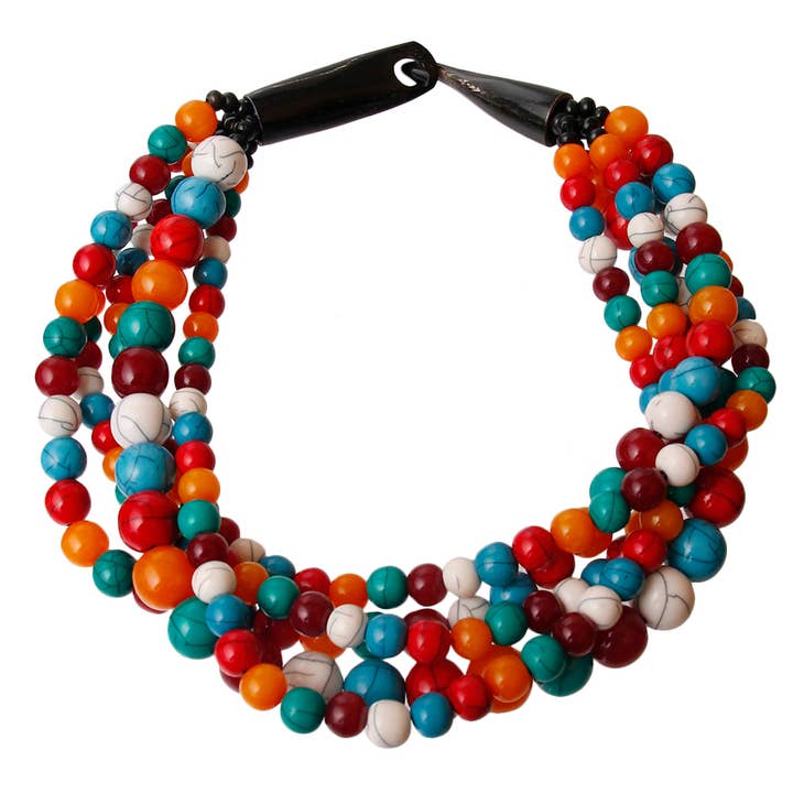 Cracked Multi Color Buffalo Horn Necklace for wholesale by PinktownUSA