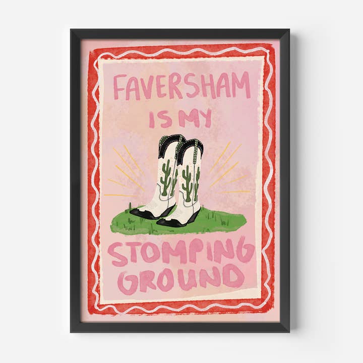 Faversham Is My Stomping Ground Print voor wholesale door Illustrated by Weezy