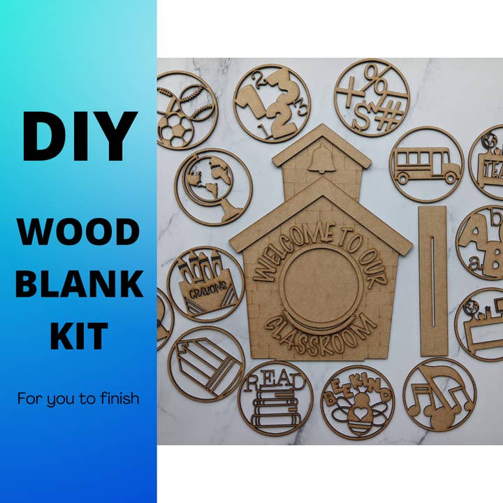 Kit de flans interchangeables DIY Wood School pour la vente par Sunshine Creations FLA