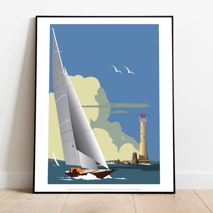 Star Editions – wholesale Art print – Boat & Lighthouse By Artist Dave Thompson - Art Print1