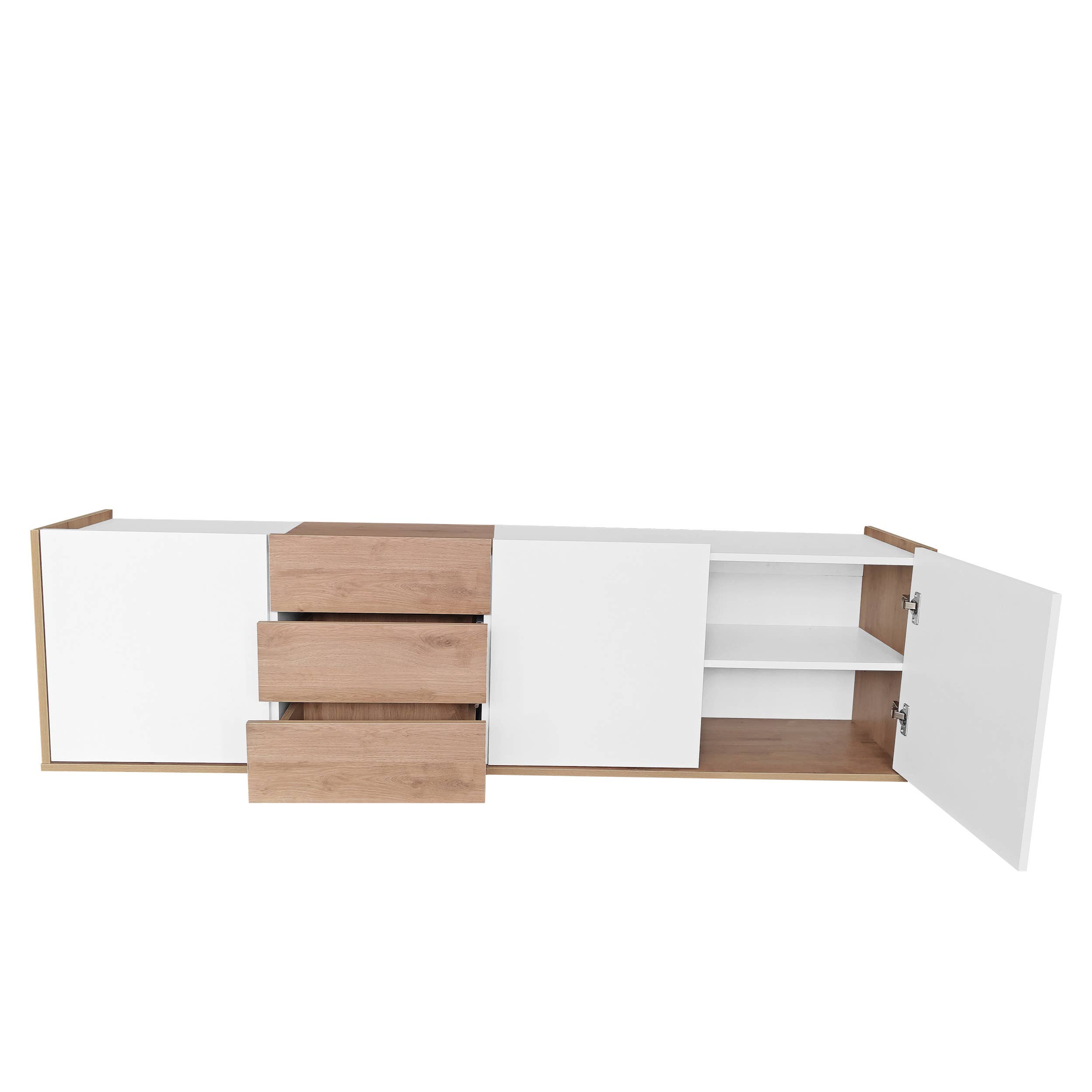 Urban Meuble - Wholesale Console Table - White and wood TV stand with 3 doors and 3 drawers8