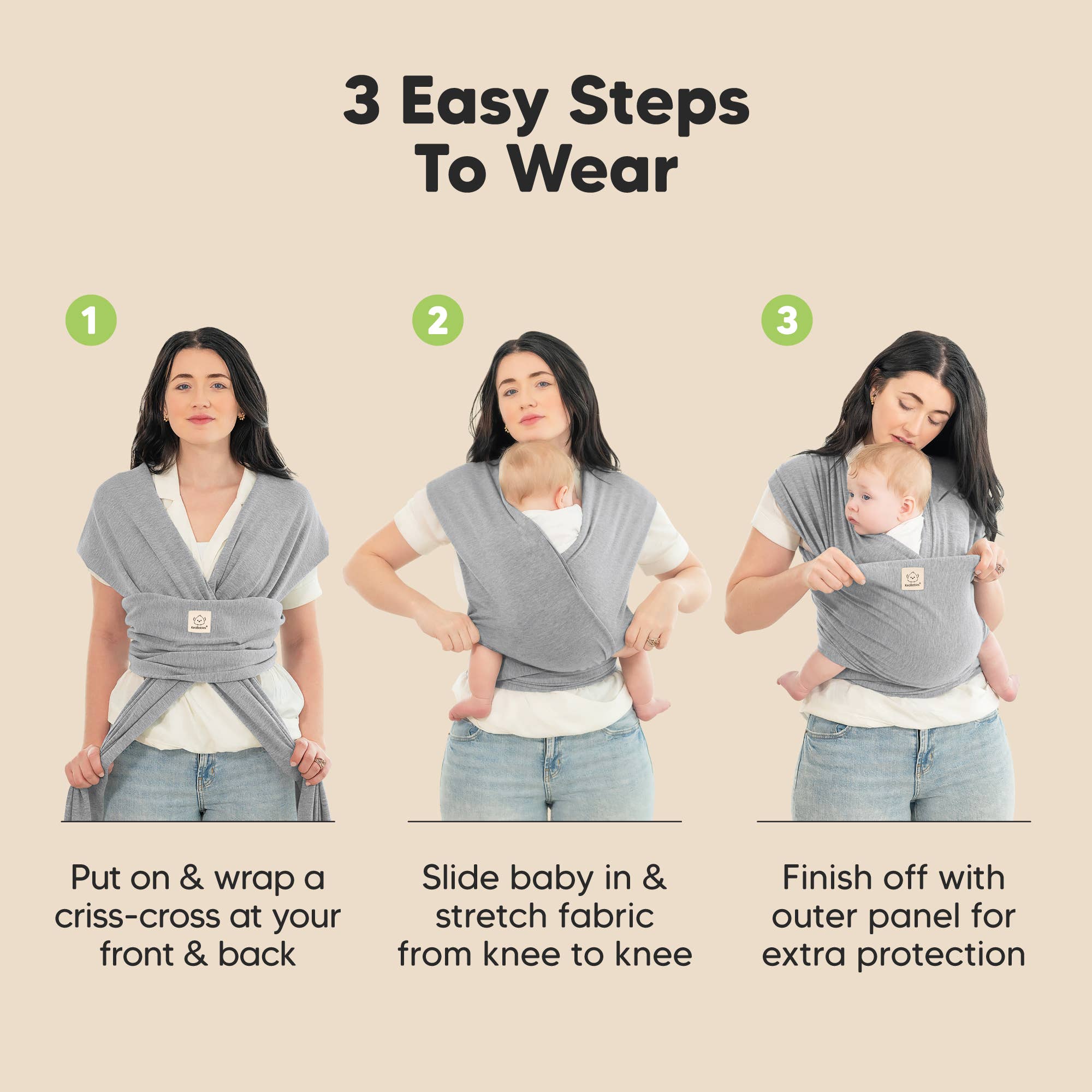 Classic Gray KeaBabies Original Baby Wrap Carrier for wholesale on Faire6
