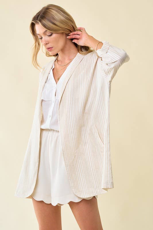 Doe and Rae - Wholesale Jacket - Women's - Linen Stripe Jacket - 10406J2