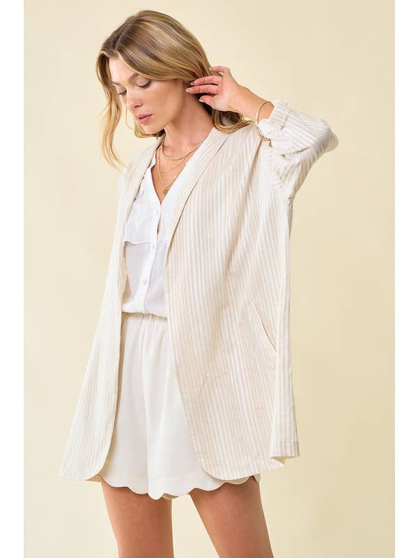 Doe and Rae - Wholesale Jacket - Women's - Linen Stripe Jacket - 10406J2