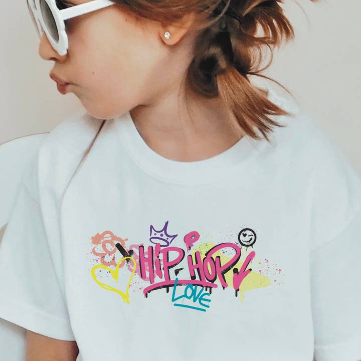 REMOVED BRAND – Engroshandel T-shirt med serigrafitryk – til børn – Hip hop dansetrøje graffiti til børn trendy komfort farver3