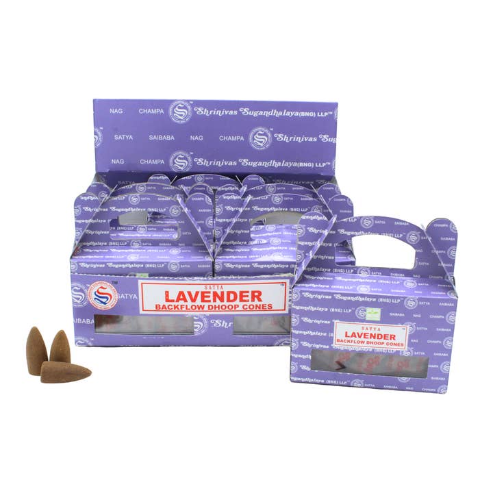 Satya Lavender Backflow Dhoop Cones for engroshandel hos Green Tree