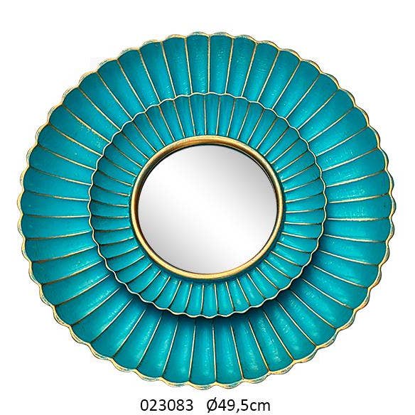 Midnight Blue/Gold Double Petal Mirror 'Theodore' Ø49.5 cm for wholesale by Faye