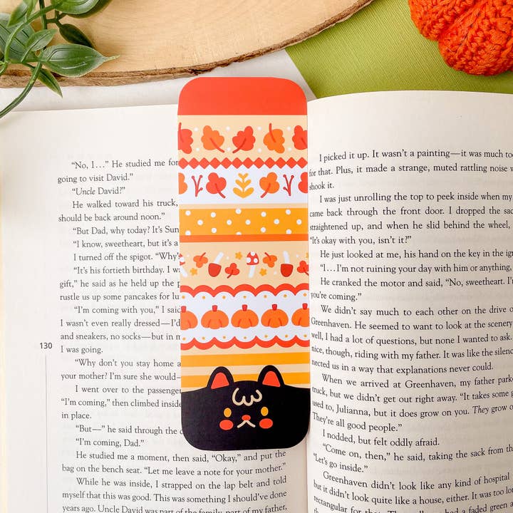 Kiki de Kat Herfstpatroon Boekenlegger voor wholesale door Laurel Mae Art