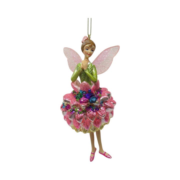 December Diamonds - Wholesale Ornament - 6in Hydrangea Fairy Orn1