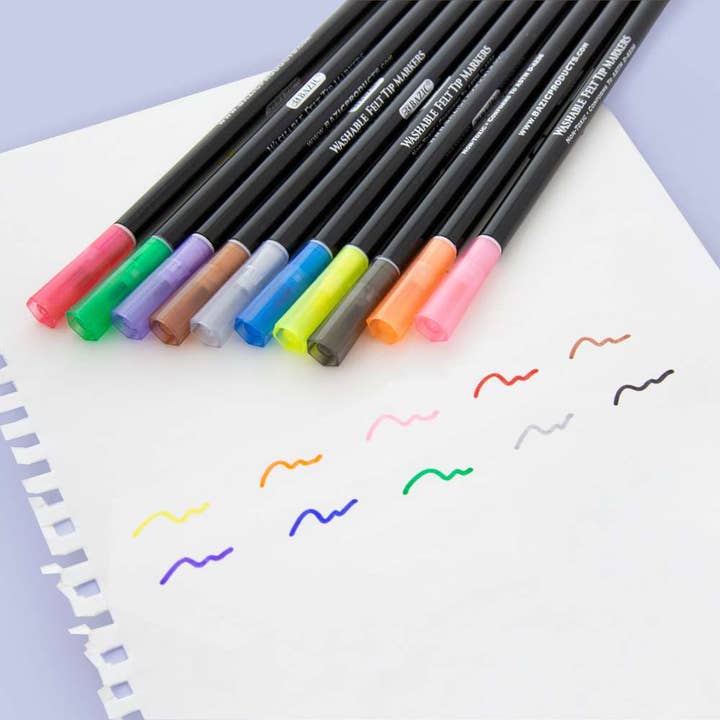 Luna Office Supply - Everyday Essential - Wholesale Marker - Felt Tip Washable Markers 10 Colors4