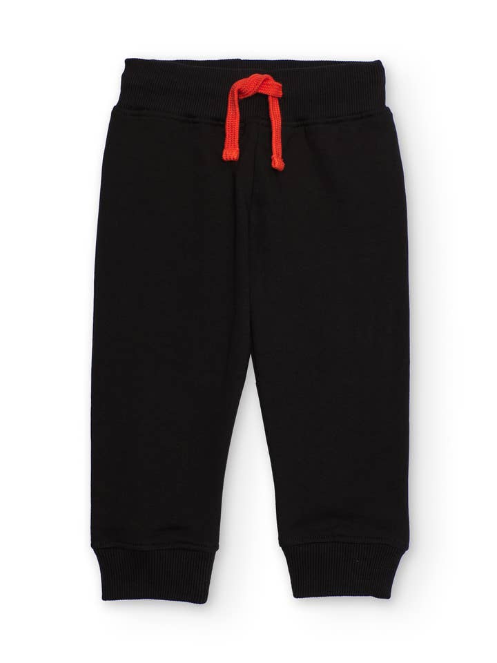Svart fleecebyxa med röd dragsko för pojke för wholesale av tuc tuc