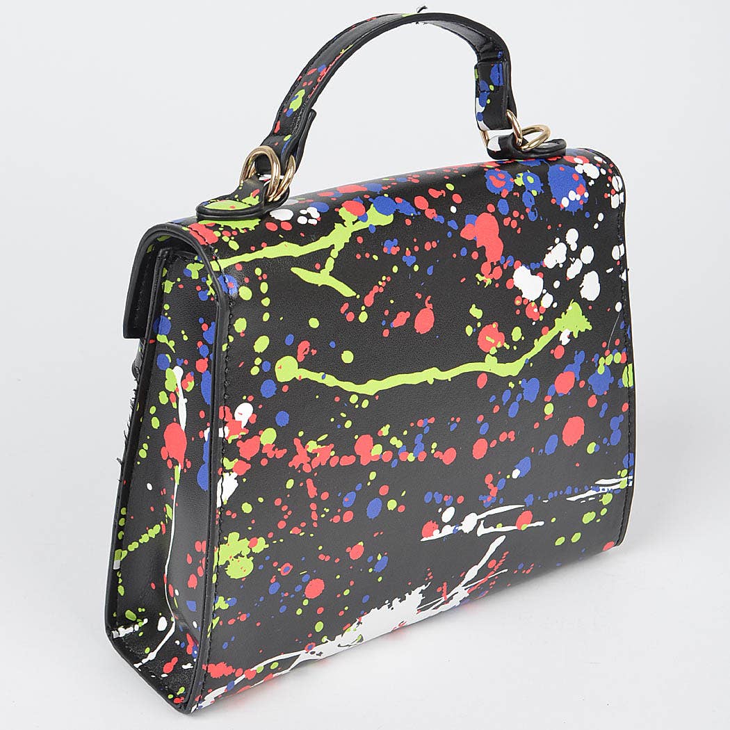 Multicolor Splatter Paint Faux Leather Crossbody Bag for wholesale on Faire2