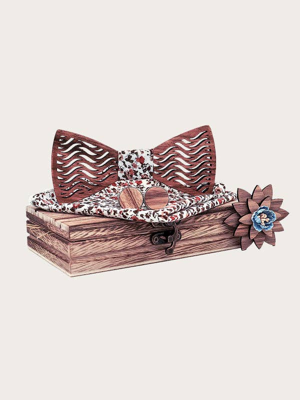 Herr Trä Bow Tie Box - Pecan Tree för wholesale av Wood&Chic