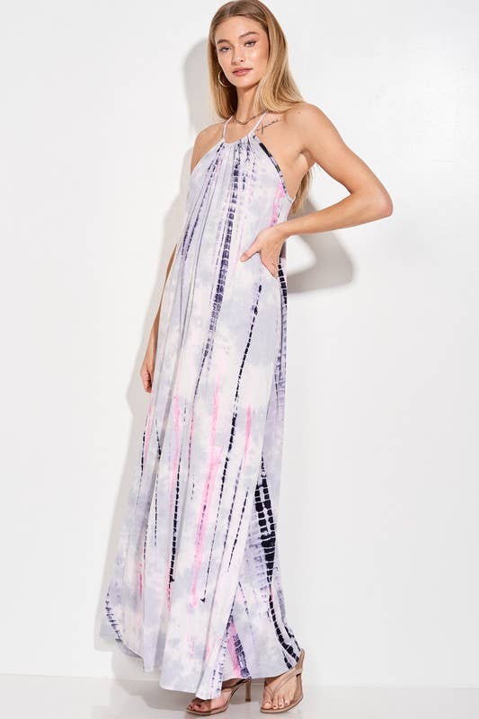 Lemon Tree - Wholesale Dress - Women's - Tie dye Spaghetti strap cami maxi dress6