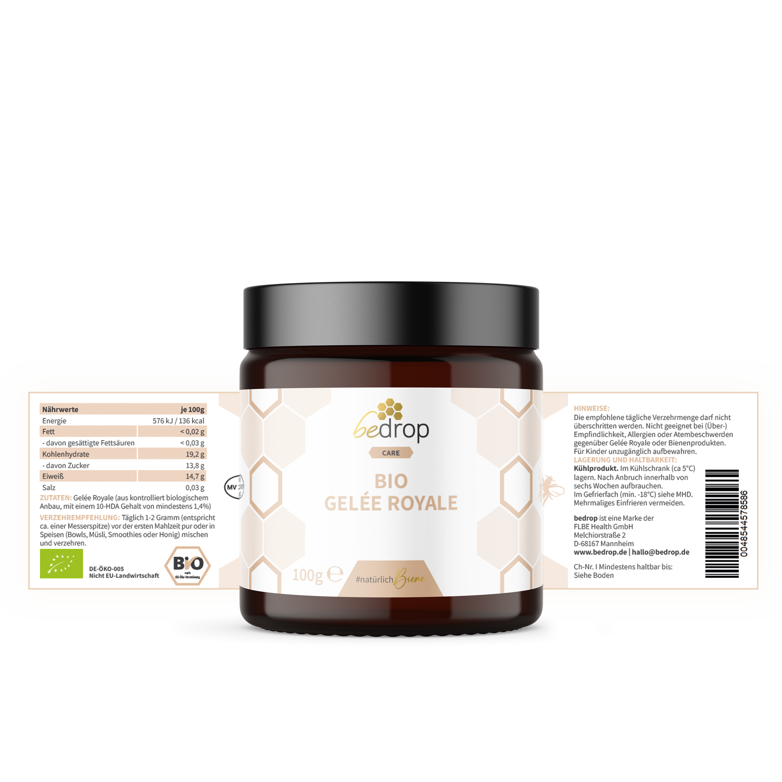 bedrop - Vendita all'ingrosso Vitamine/integratori orali - Gelea reale fresca biologica pura - 100 g5