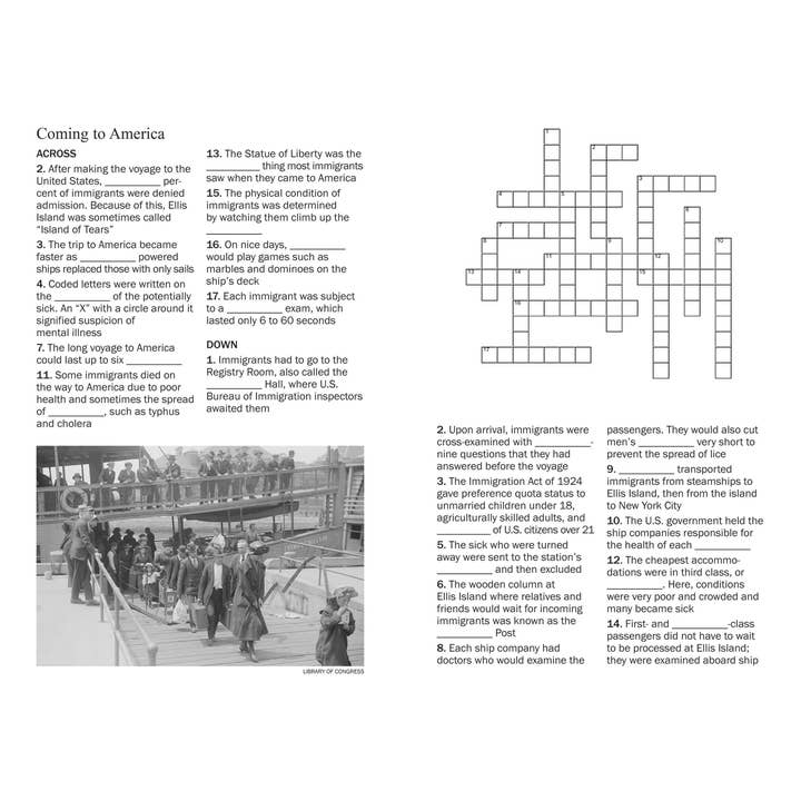 Applewood Books - Vente Puzzle – enfant - Mots croisés Ellis Island et la Statue de la Liberté1