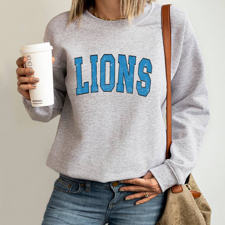 Fan Gear Central - Wholesale Graphic Sweatshirt - Unisex - Lions Graphic Sweatshirt – Gray Classic Crewneck2