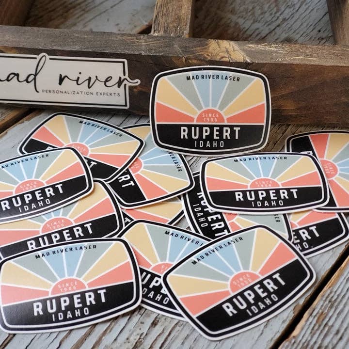 Mad River - Wholesale Sticker - Your Custom State Sticker, Retro Sunburst / Decal1