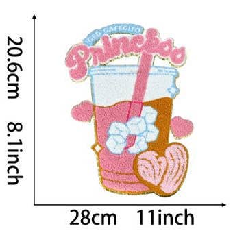 Toppa in tessuto termoadesiva Principessa di San Valentino caffè freddo rosa per la vendita all'ingrosso da parte di Weavey Studio