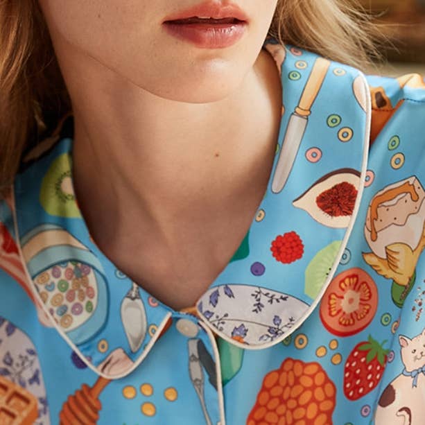 Little Trendy - Wholesale Sleepwear Set - Women's - Women's Lounge clothes Short-sleeved silk pajamas