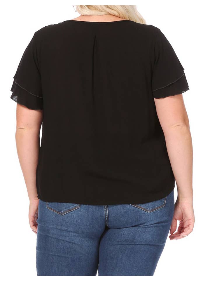 MOA COLLECTION - Wholesale Blouse - Women's - Women's Plus Size Short Sleeve Round Neck Blouse Top2