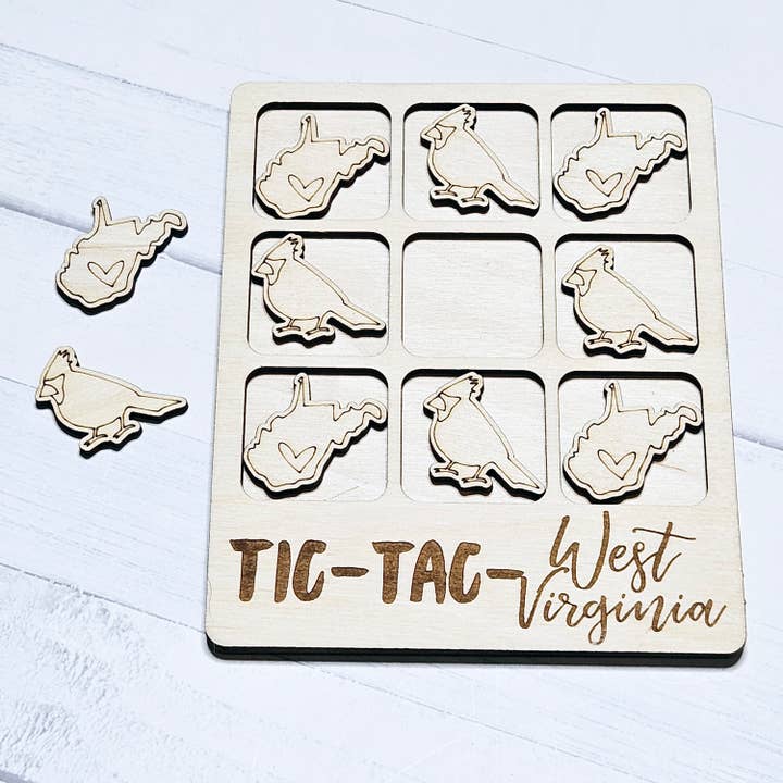 The Trendy Traveler - Wholesale Board Game - West Virginia Cardinal Tic-Tac-Toe Game