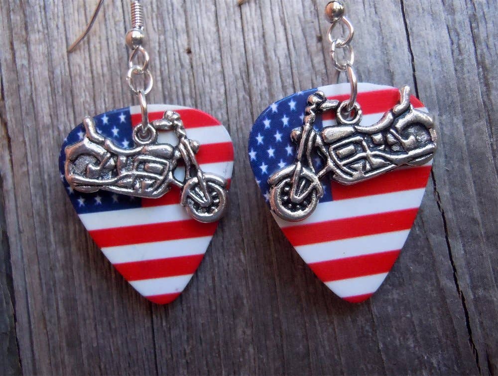 Simply Raevyn - Wholesale Dangle Earrings - Motorcycle Charm Guitar Pick Earrings34