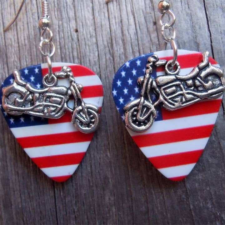 Simply Raevyn - Wholesale Dangle Earrings - Motorcycle Charm Guitar Pick Earrings34