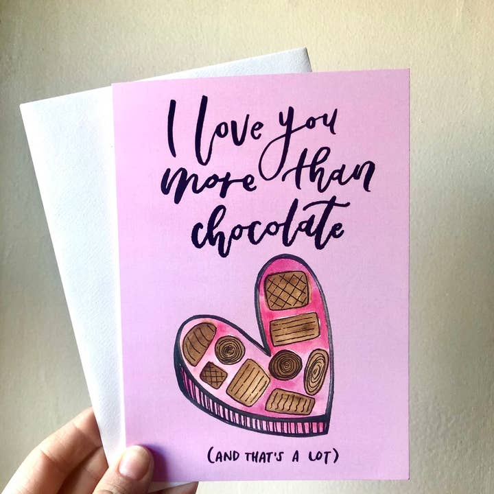 Te amo mais do que cartão de chocolate//Cartões de amor, cartão de amantes de chocolate, cartão de dia dos namorados, correio de caracol de amor por atacado de Paint It Forward