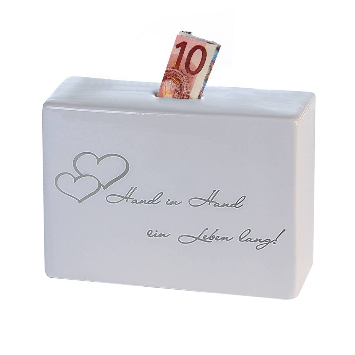 Gilde Handwerk Macrander GmbH & Co. KG - Wholesale Money/Piggy Bank - Money box “Promise” white/silver VE 60