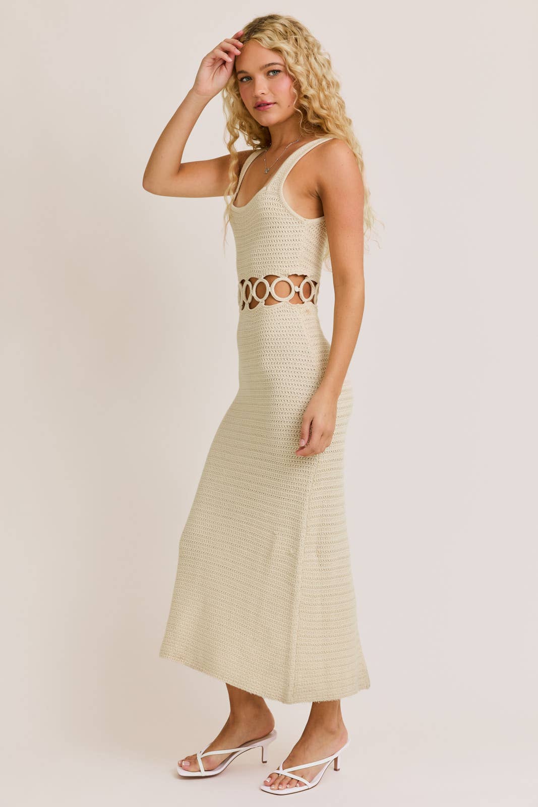 LE LIS - Wholesale Dress - Women's - SQUARE NECK SLEEVELESS CROCHET MIDI DRESS8