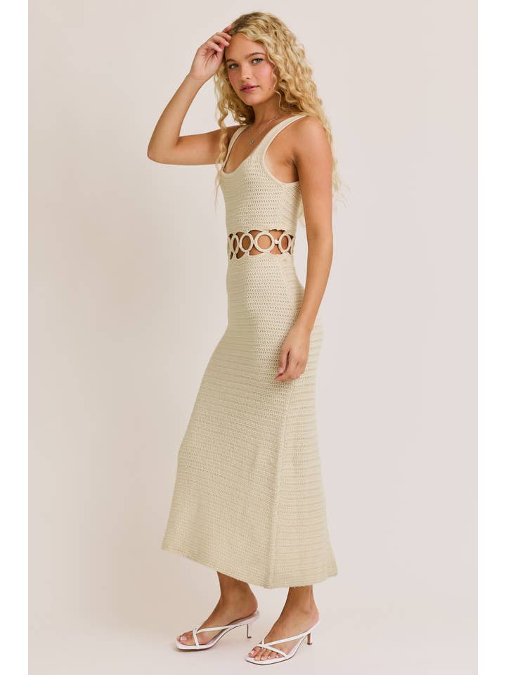 LE LIS - Wholesale Dress - Women's - SQUARE NECK SLEEVELESS CROCHET MIDI DRESS8