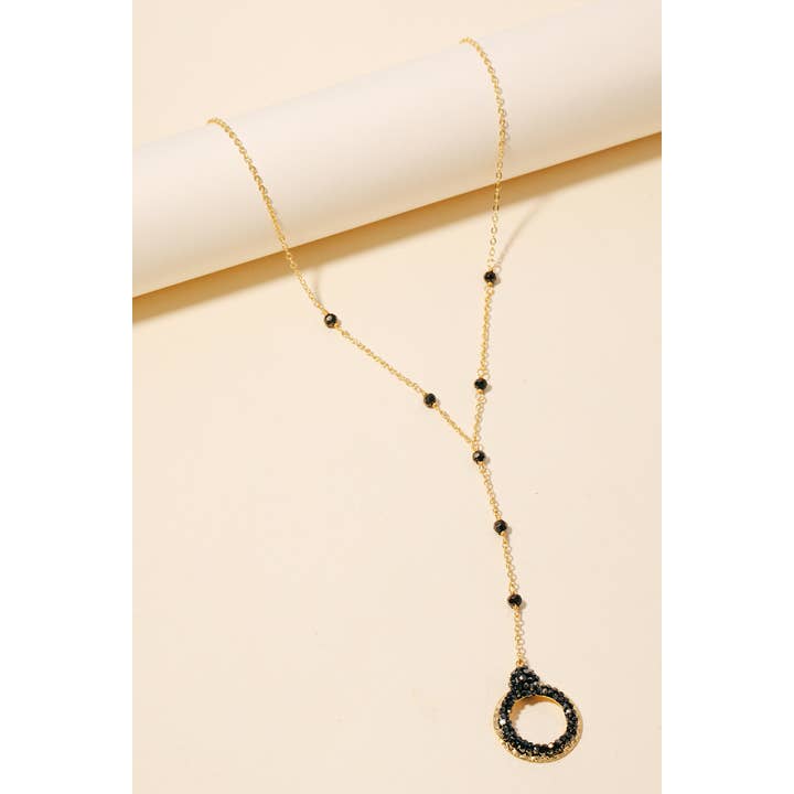 Collier à chaîne en Y avec pendentif en forme de cerceau pavé pour la vente par Anarchy Street