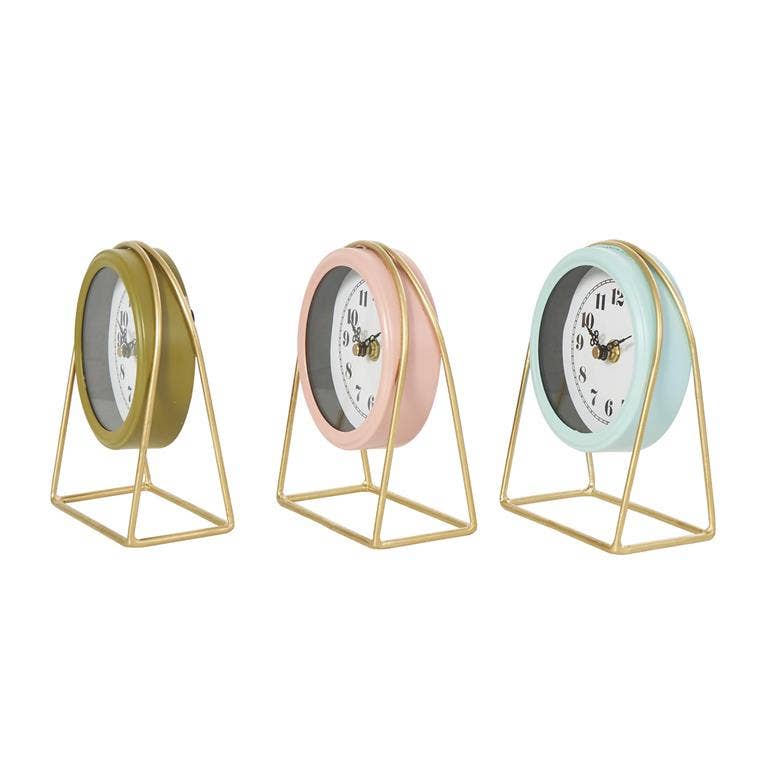 Will's Company - Wholesale Desk Clock - Pastel Tabletop Clock with Gold Metal Frame - Set of 31