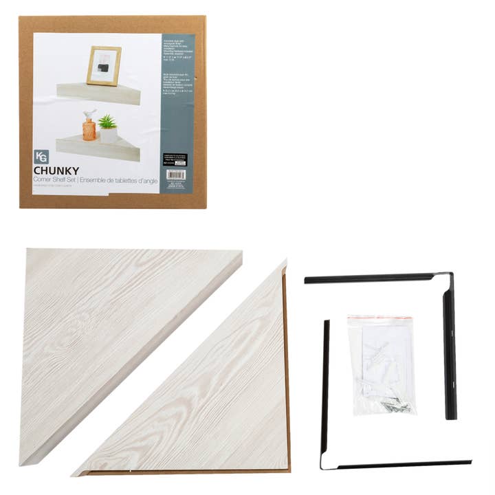 Weathered White Kiera Grace Chunky Triangle Corner Shelf Set of 2 for wholesale on Faire
