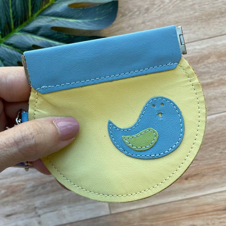 Portamonete Bird, portamonete a pressione, portamonete in pelle, Penny per la vendita all'ingrosso da parte di Mally Designs