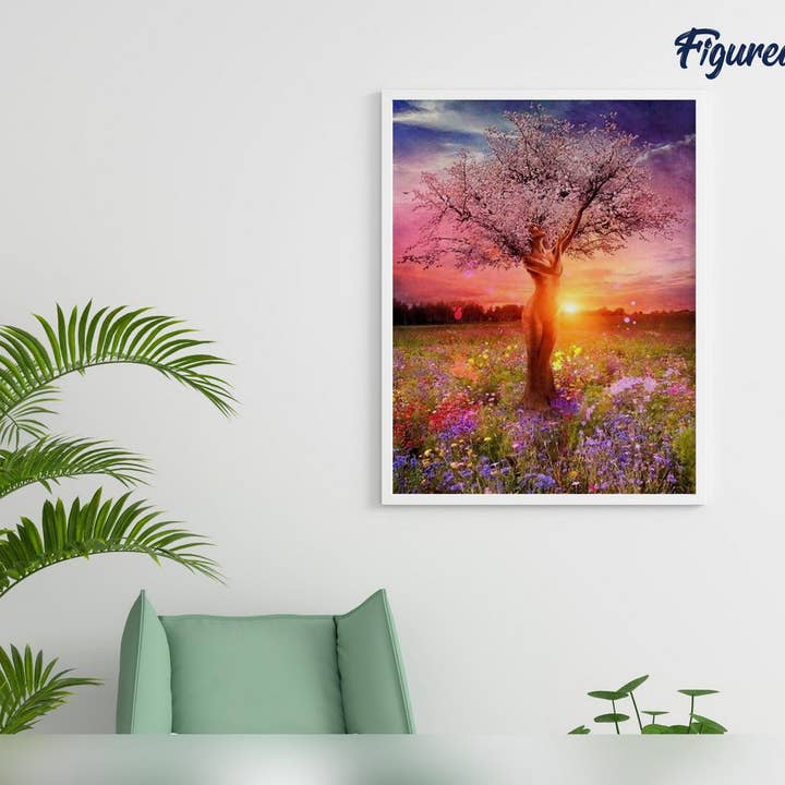 Figured'Art (UK) – wholesale DIY craft kit – Paint by numbers Tree with Female Body - Rolled canvas3