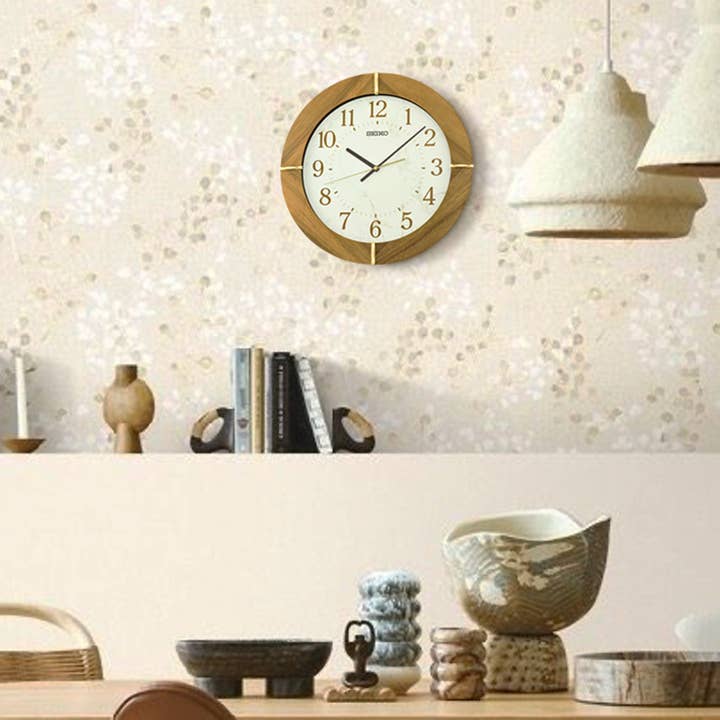 Seiko Clocks USA - Wholesale Wall Clock - 16" Sundial Wall Clock, brown wood3