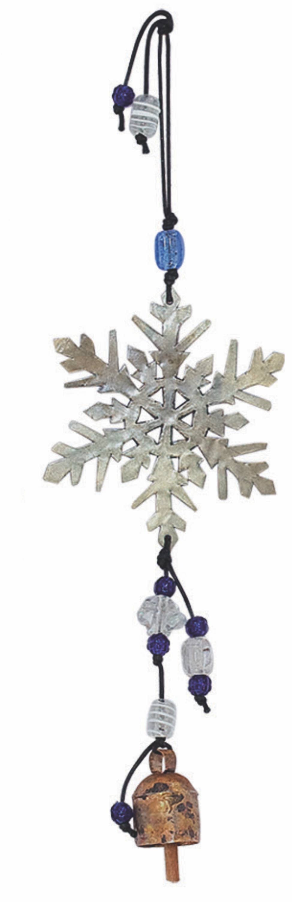 Moksha Imports - Wholesale Wind Chime - Filigree Snowflake/Single/Iron/Beads&Bell/Min.20