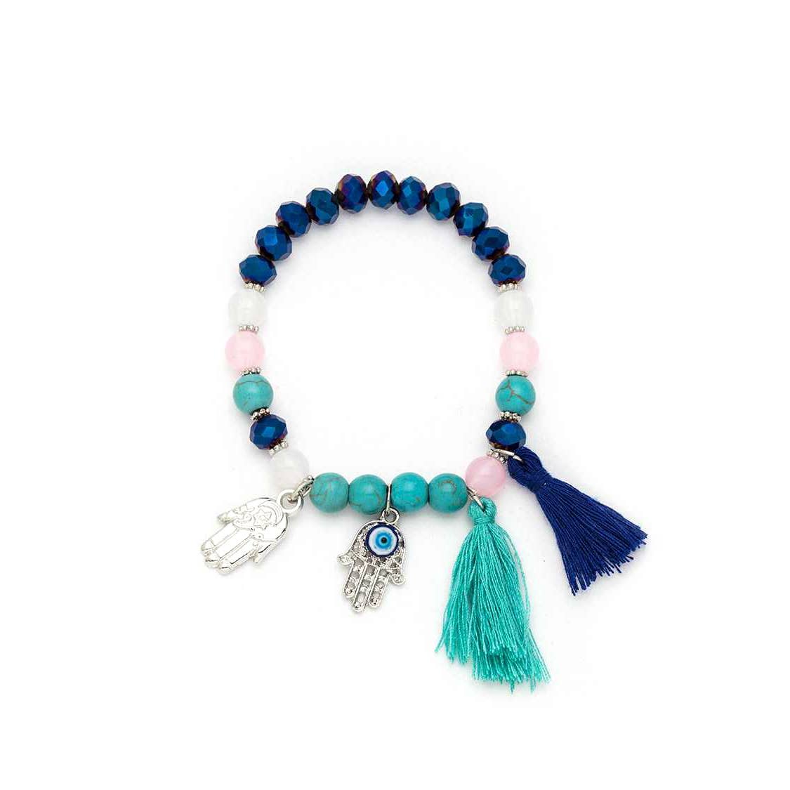 Artini Accessories - Wholesale Jewelry Set - Hamsa Evil Eye Charm Stretch Bracelet Set1