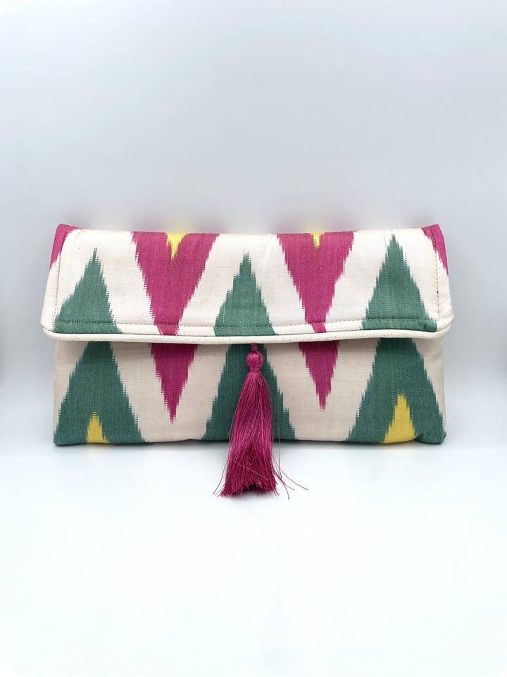 Handwoven Silk Clutch with hidden Chain Strap for wholesale by AJS Design Studio