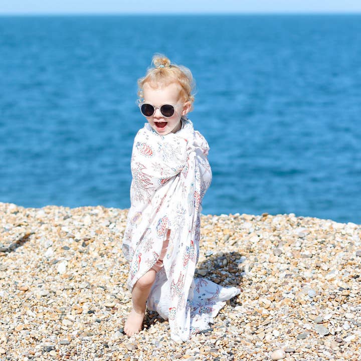 Jellyfish Extra Large Muslin / Swaddle Blanket for wholesale by Beach Born Salcombe Ltd