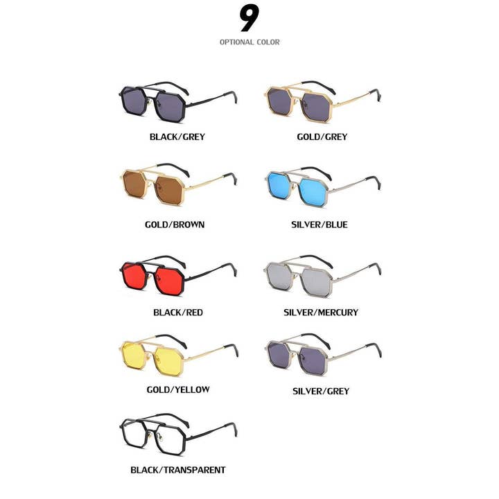 WoodWristCo - Wholesale Sunglasses - Women's - Steampunk Sunmmer Sunglasses Polygon Frame Sunglasses