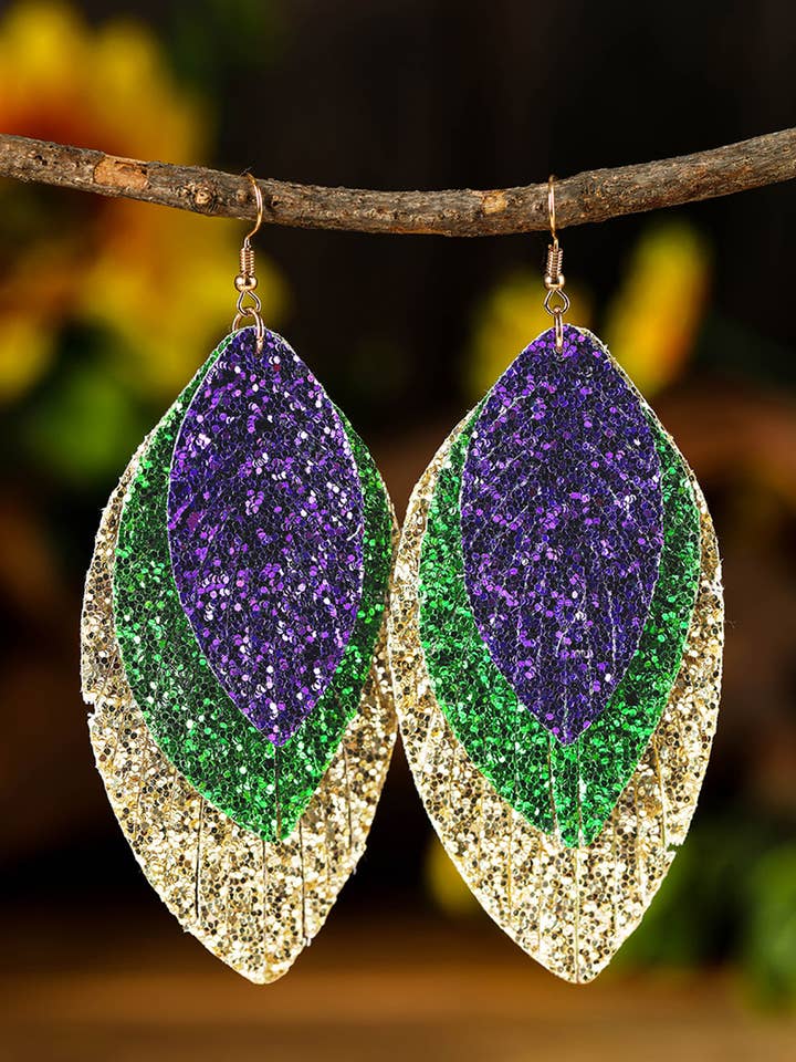 Mardi Gras Sequin Layered Earrings for wholesale by Aapparella
