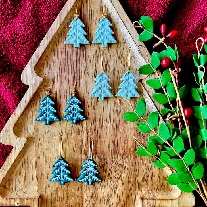 SeizeTheClayJewelry - Wholesale Dangle Earrings - Scandinavian Christmas Tree Earrings, Christmas Earrings