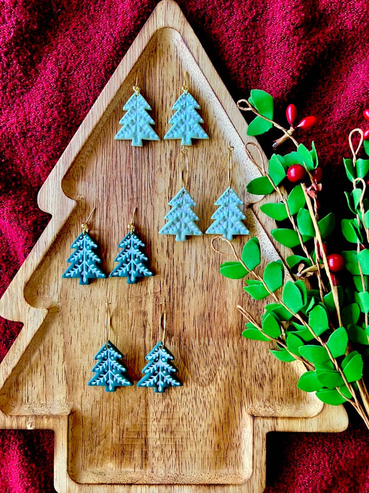 Brincos Árvore de Natal da Escandinávia, Brincos de Natal por atacado de SeizeTheClayJewelry