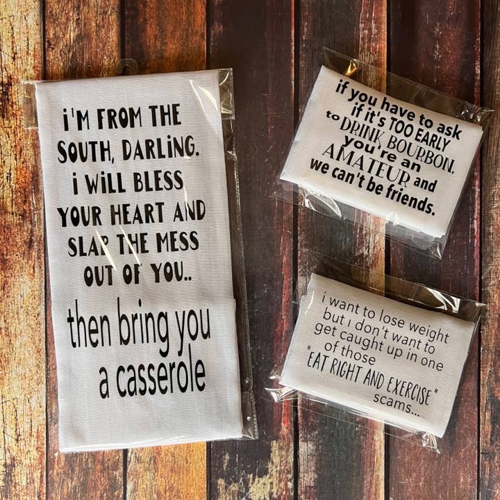 Pretty Clever Words - Wholesale Tea Towel - Big Girl Panties - Humorous Bar Kitchen Tea Towel LG4