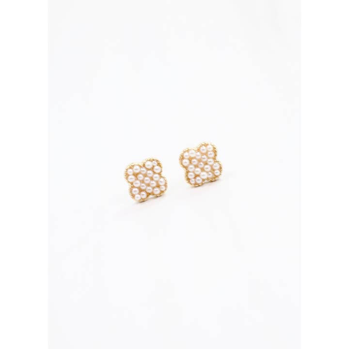 Caroline Hill - Wholesale Stud/Post Earrings - Jackee Pearl Clover Earring IVORY2