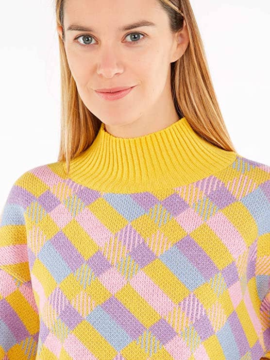 FEMINAE COSMETICS SRL - Wholesale Knit Sweater - Women's - Brunella Gori Women's Rhombus Pullover Sweater, 100% Wool RWS2